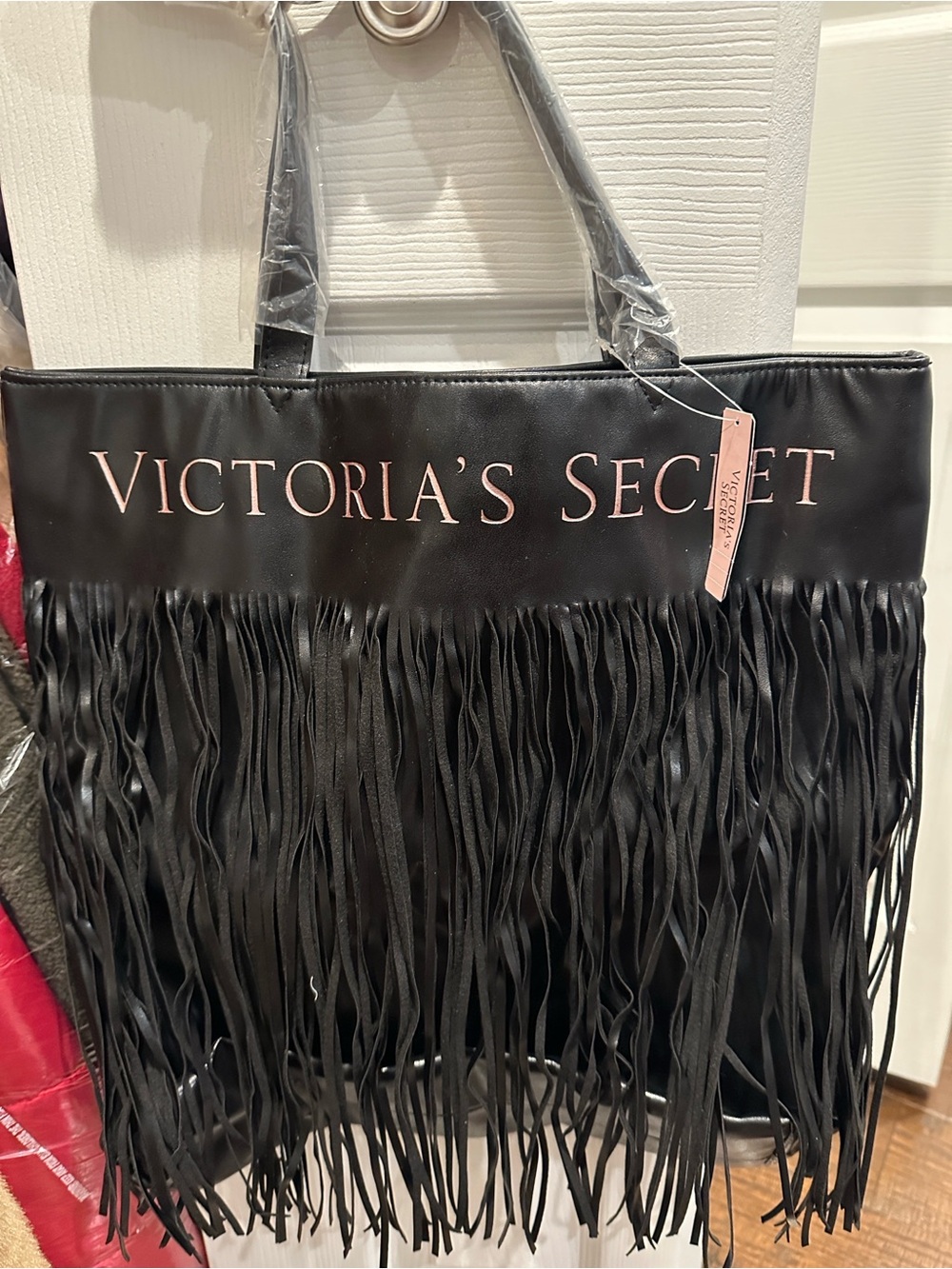 Victoria's Secret Black Fringe Logo Tote